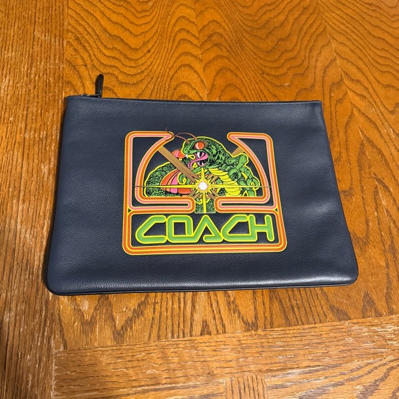 COACH x Atari Centipede Leather Large Pouch Clutch - Picture 2 of 14